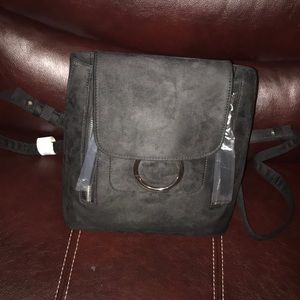 Black suede backpack purse